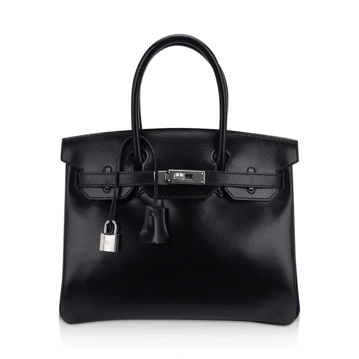 Birkin 30 Black Box Leather Bag Palladium Hardware