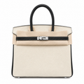 Birkin 25 Craie and Noir Togo Leather Bi-Color Bag