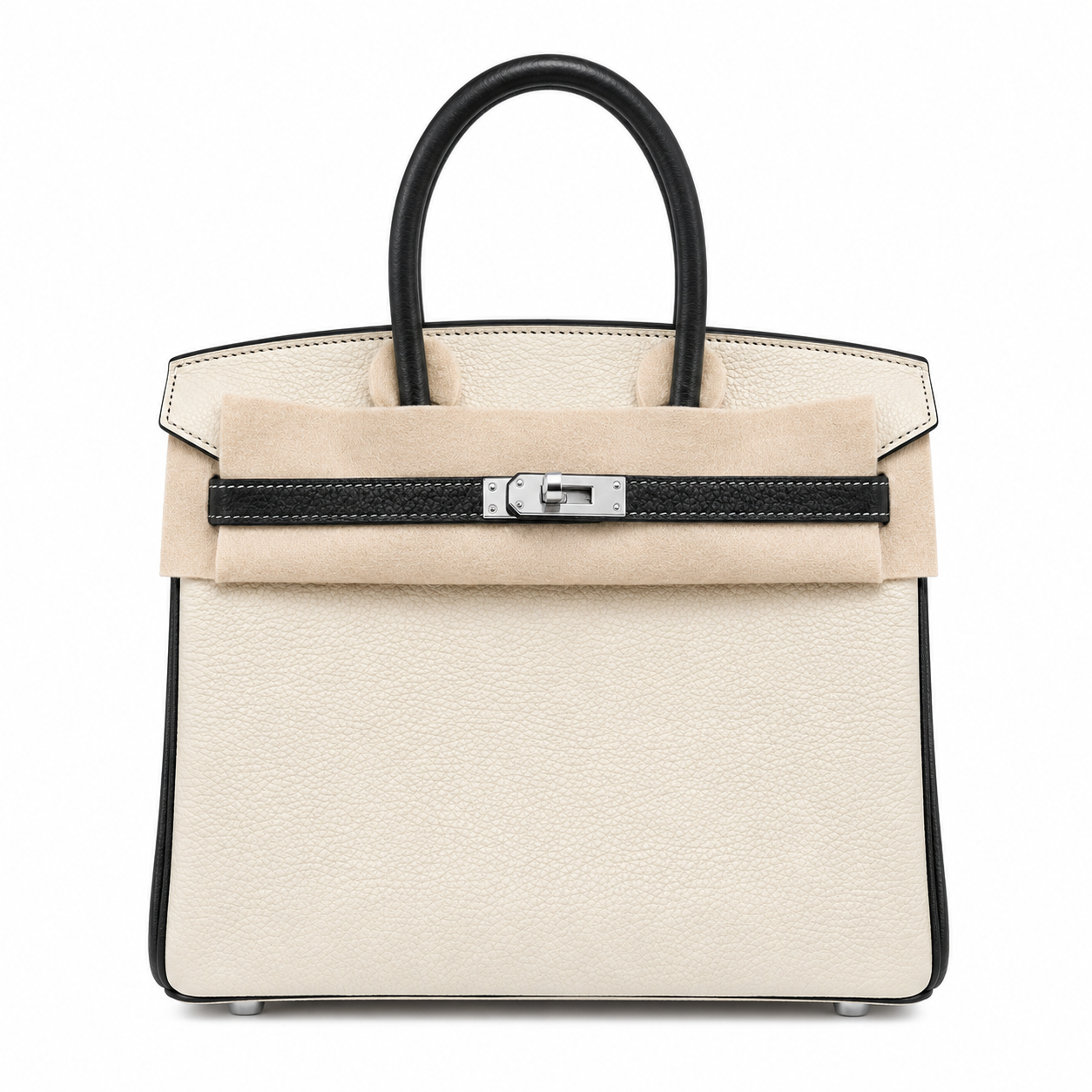 Birkin 25 Craie and Noir Togo Leather Bi-Color Bag