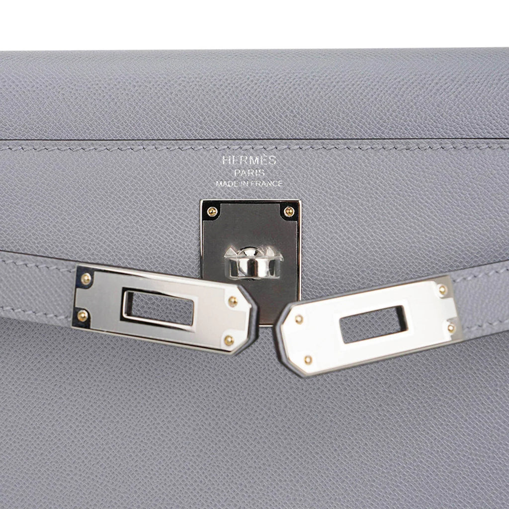 Kelly Elan Gris Pantin Veau Madame Leather with Palladium Hardware