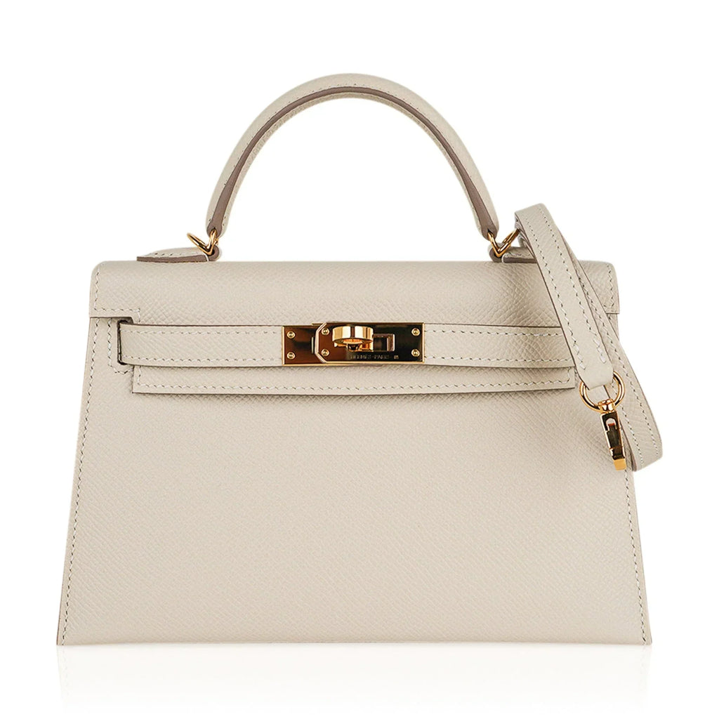 Kelly 20 Mini Sellier Bag Craie Epsom Leather Gold Hardware