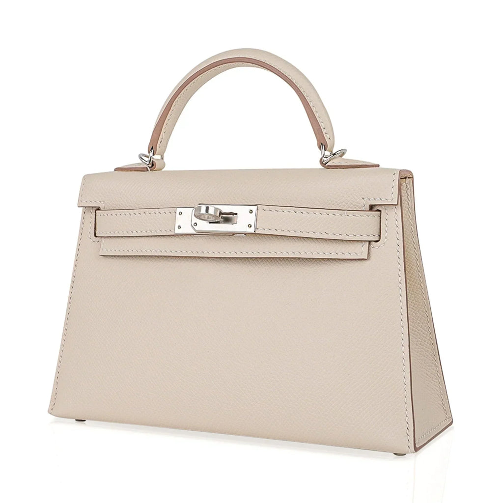 Kelly 20 Mini Sellier Bag Craie Epsom Leather Palladium Hardware New w/Box