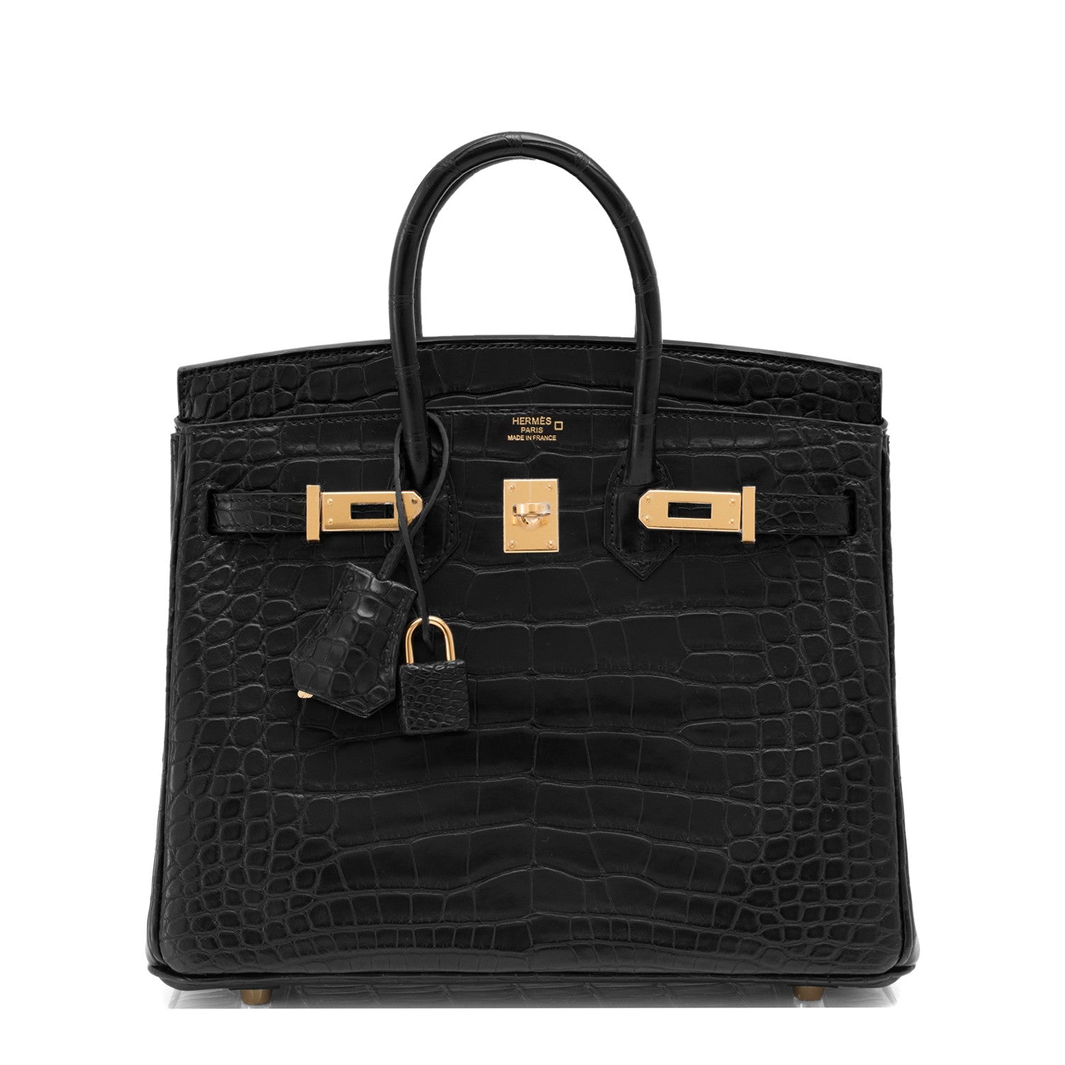 Black Matte Alligator Baby Birkin 20cm Gold Hardware