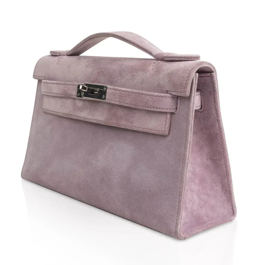 Kelly Pochette Lilac Doblis Suede Palladium
