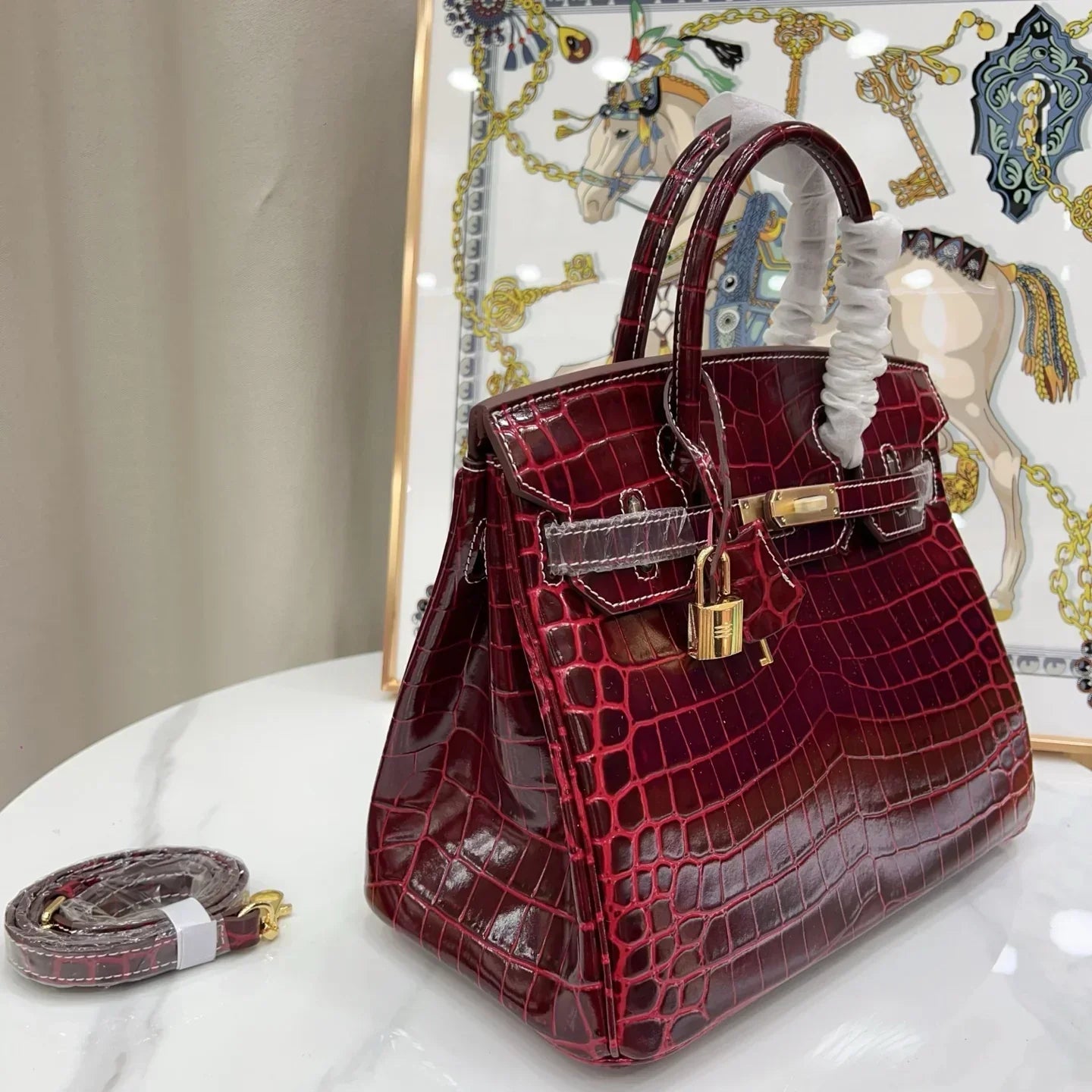 Birkin 35 Bag Bordeaux Porosus Crocodile with Gold Hardware