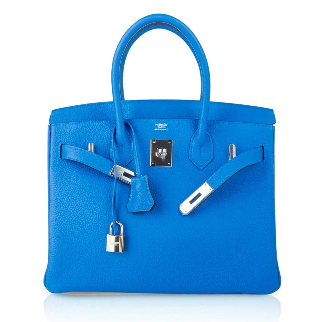 Verso Birkin 30 Bag Blue Zanzibar & Malachite Togo Leather with Palladium Hardware