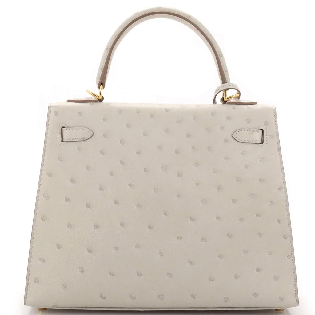 Kelly II Sellier Mini Beton Ostrich Gold Hardware