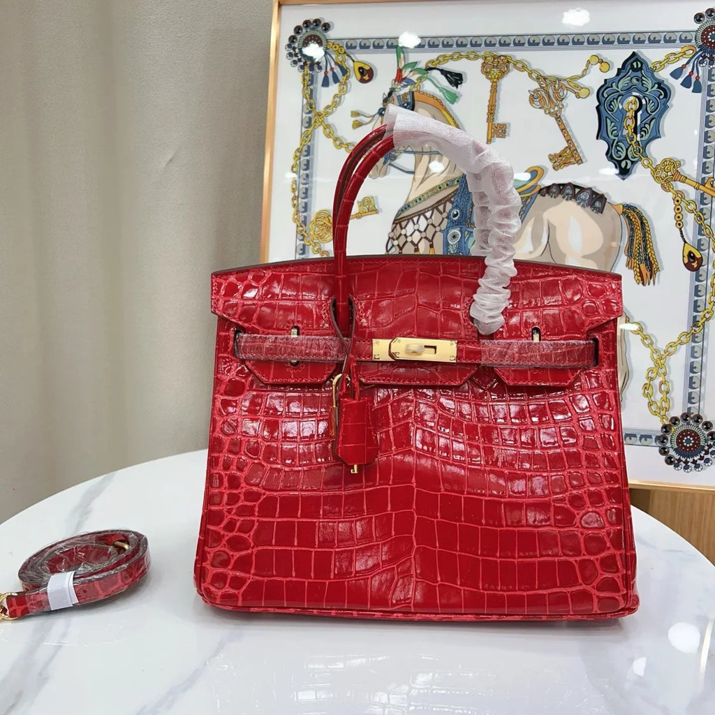 Birkin 30 Rouge Matte Alligator Gold Hardware