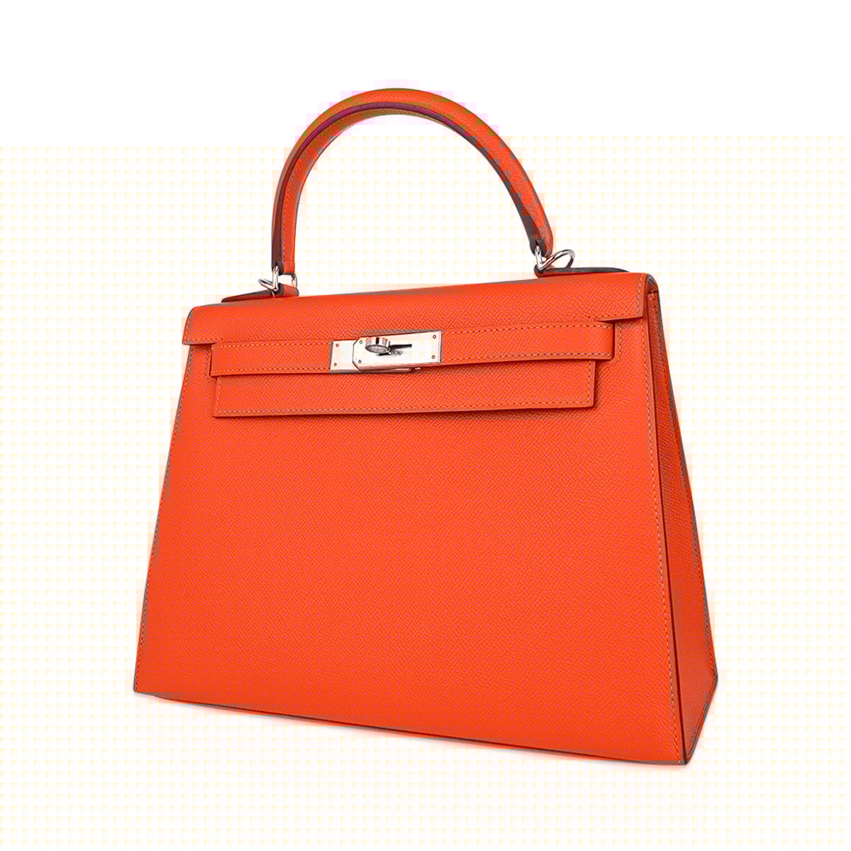 Kelly 28 Sellier Bag Feu Epsom Leather Palladium Hardware