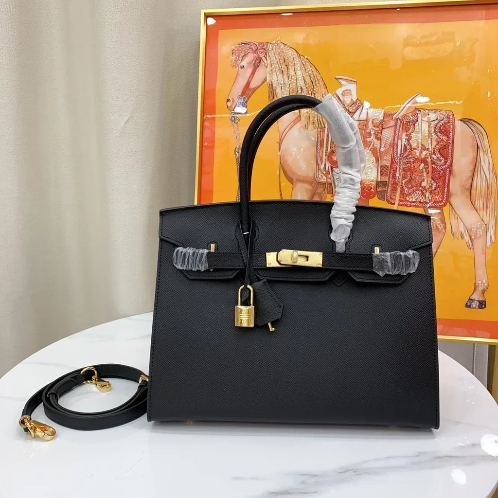 Birkin Sellier 25 Black Epsom Leather Gold Hardware