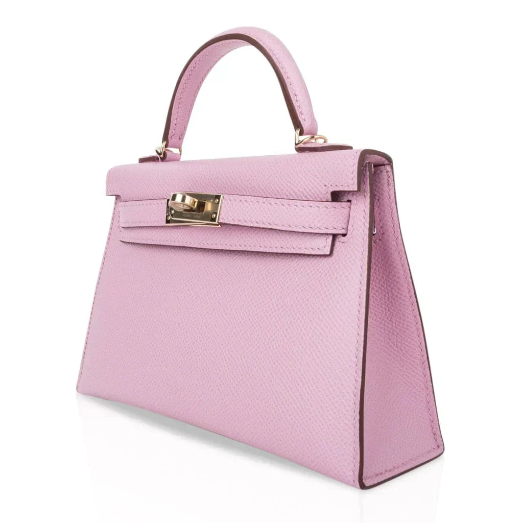 Kelly 20 Mini Sellier Bag Mauve Sylvestre Epsom Permabrass Hardware