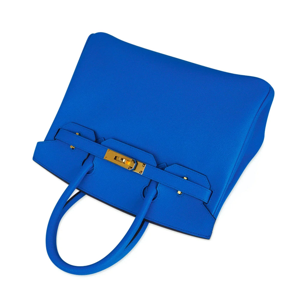 Birkin 30 Bag Bleu Frida Epsom Gold Hardware New w/ Box