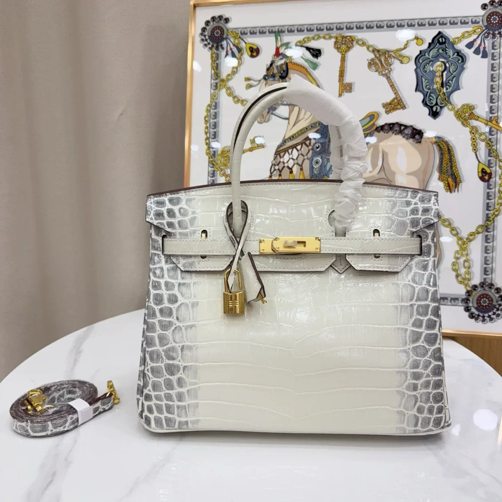 Birkin Bag Crocodile-Grain Cowhide Leather Gold Hardware