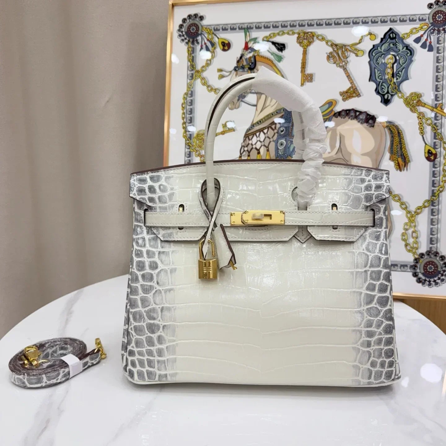 Birkin Bag Crocodile-Grain Cowhide Leather Gold Hardware