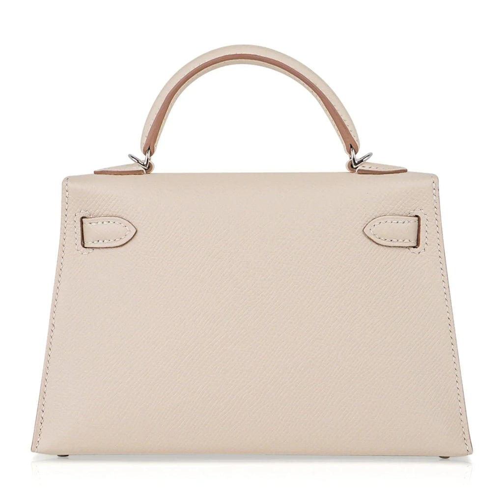 Kelly 20 Mini Sellier Bag Craie Epsom Leather Palladium Hardware New w/Box