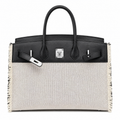 Birkin 35 Fray Fray Black Leather and Fringed Canvas Bag