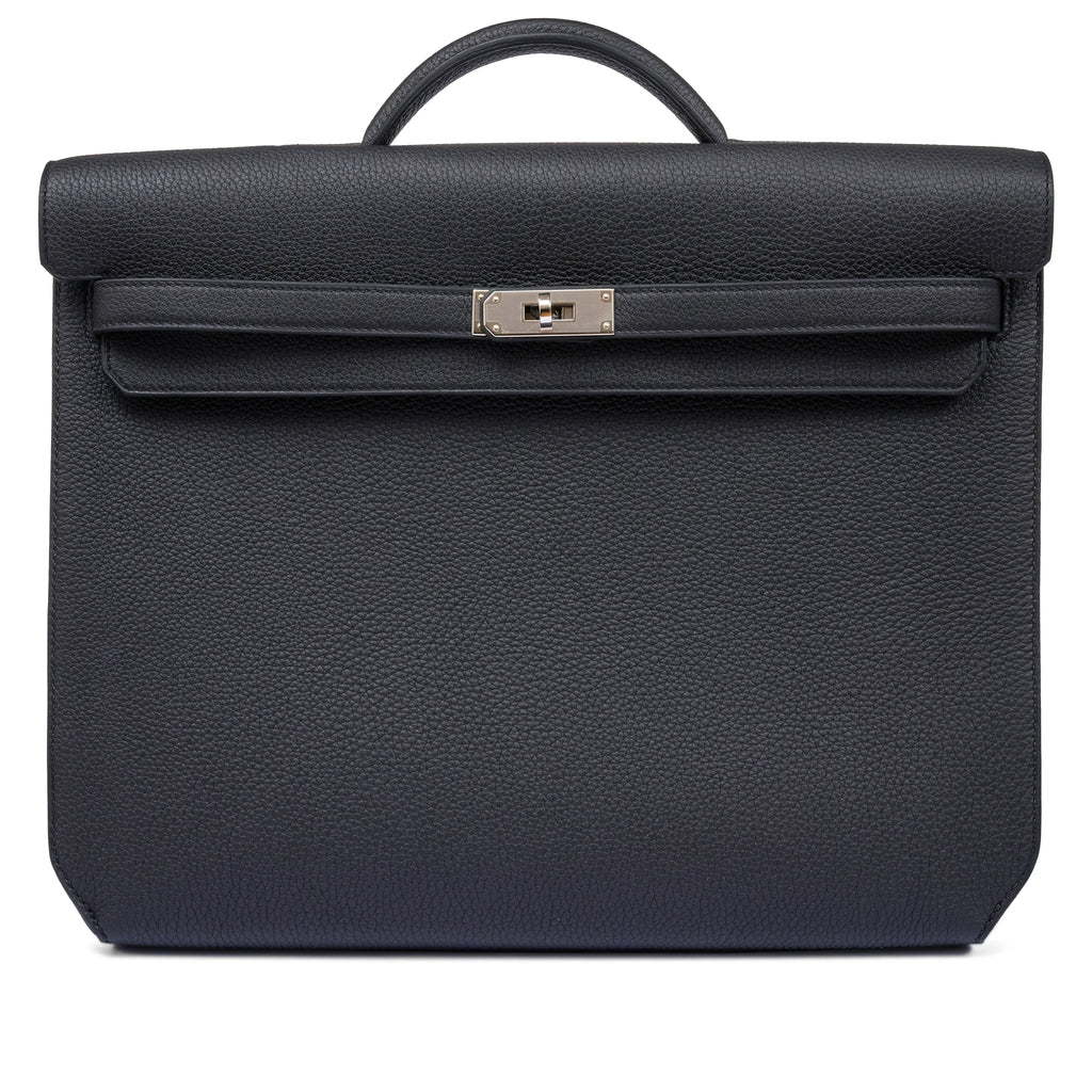 Kelly Black Togo 36 Briefcase Palladium Hardware FR trendy frosted leather casual bag