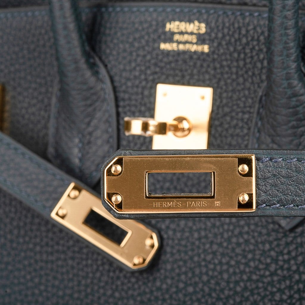 Birkin 25 Bag Vert Rousseau Togo Gold Hardware