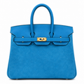 Rare Runaway Birkin 25cm Grizzly Tanzanite Blue Suede Luxury Tote