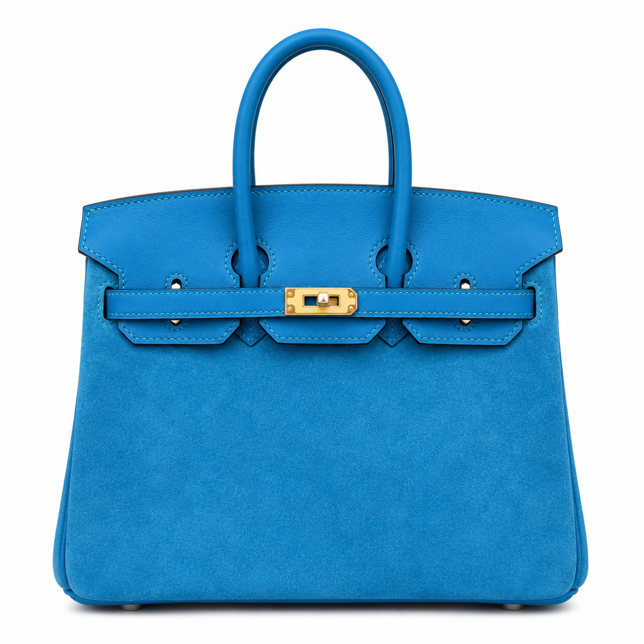 Rare Runaway Birkin 25cm Grizzly Tanzanite Blue Suede Luxury Tote