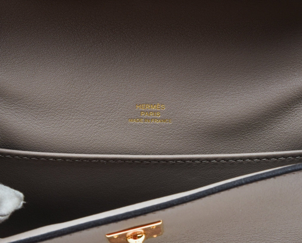 Kelly Pochette Gris Asphalte Swift Gold Hardware