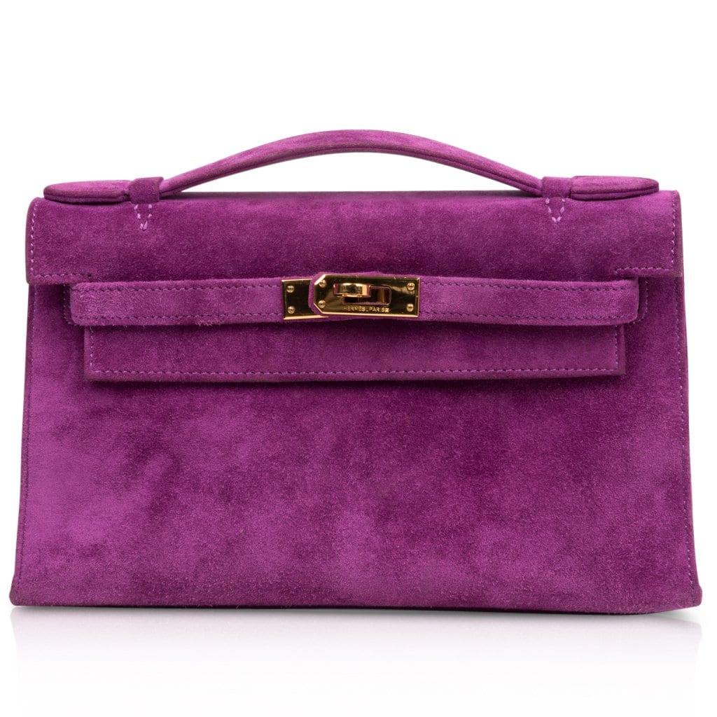 Kelly Pochette Doblis (Suede) Violet Purple Clutch Bag Gold