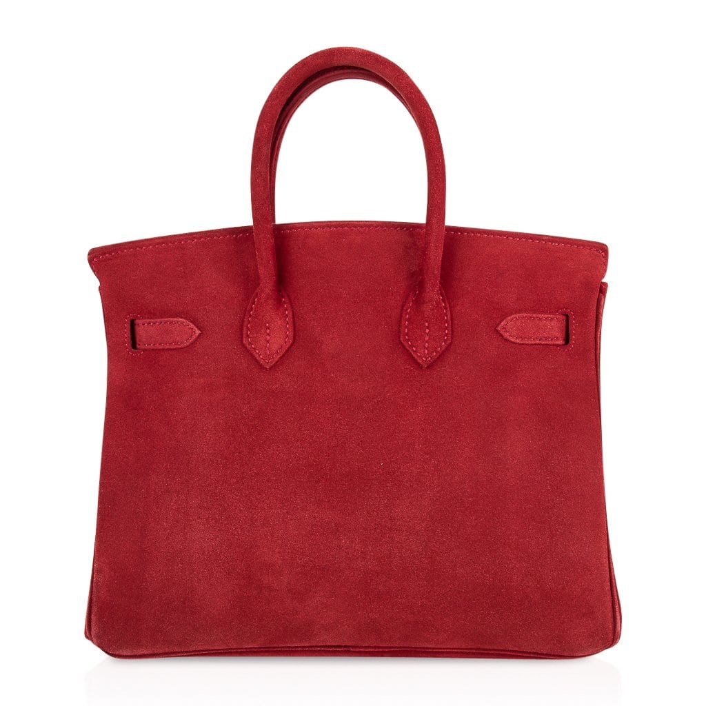 Birkin 25 Doblis Bag Rouge Vif Suede Gold Hardware