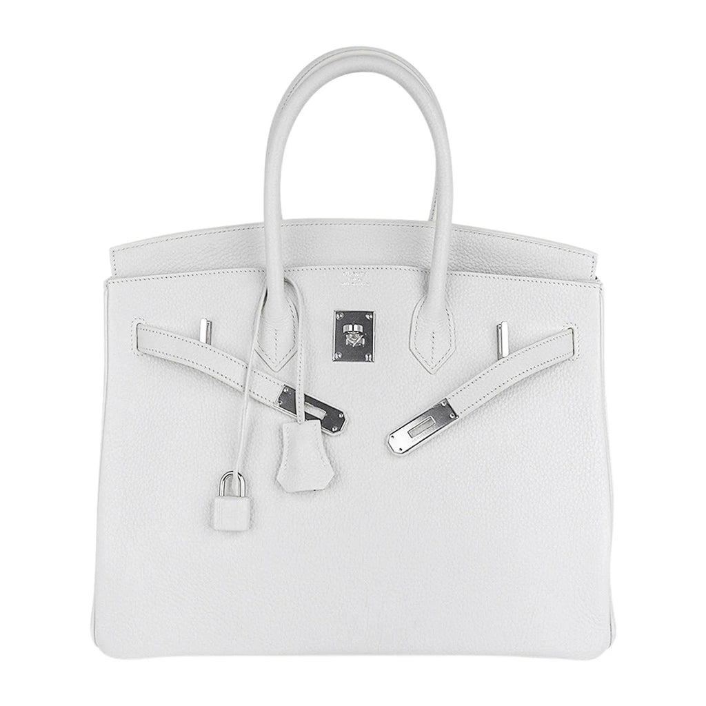 Birkin 35 Bag White Clemence Leather with Palladium Hardware