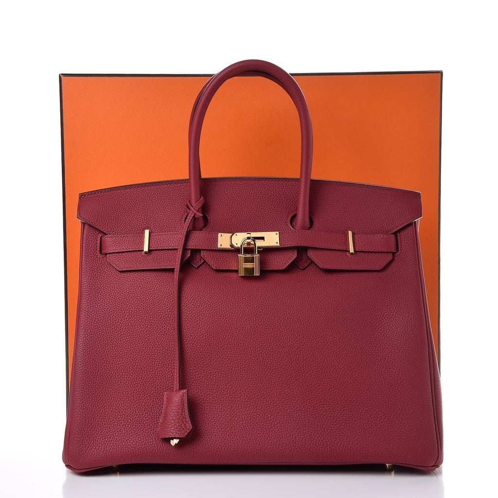 Birkin 25cm Rouge H Bordeaux Red Gold Hardware Bag Y Stamp