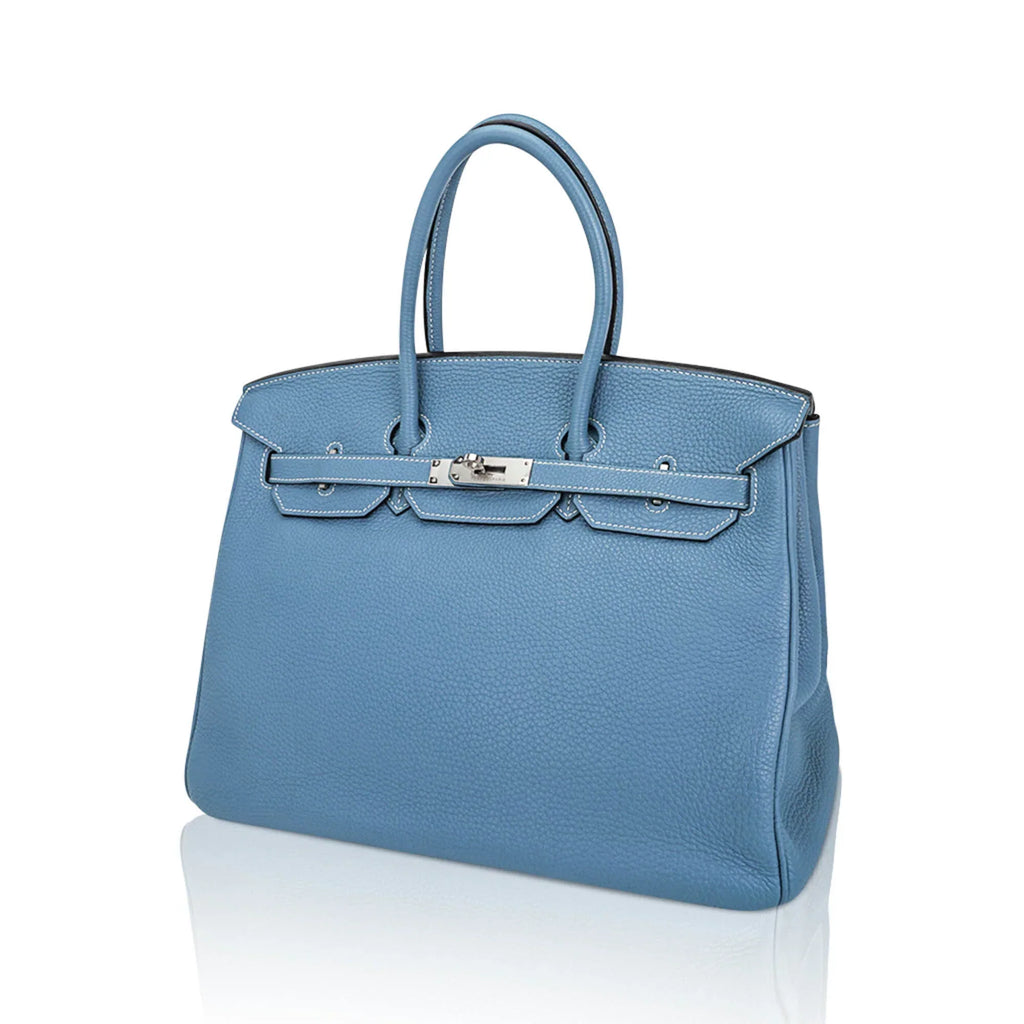 Birkin 35 Bag Blue Jean Togo Leather with Palladium Hardware