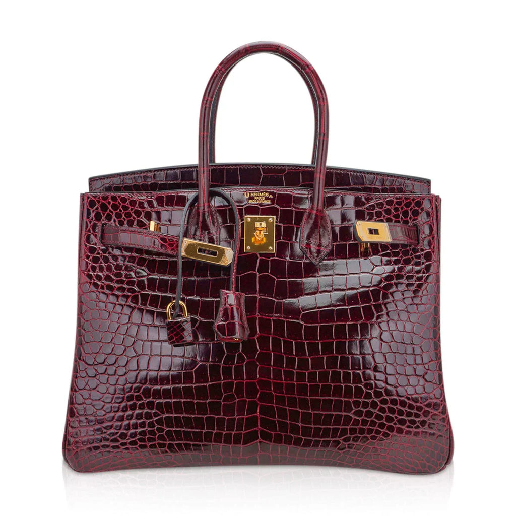 Birkin 35 Bag Bordeaux Porosus Crocodile with Gold Hardware