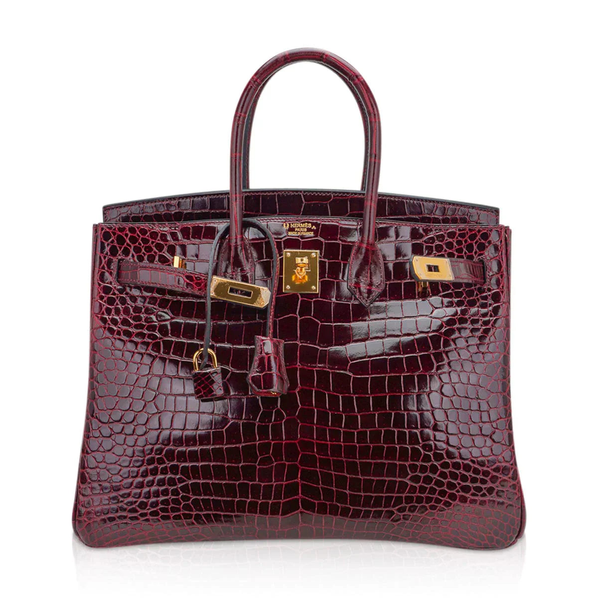 Birkin 35 Bag Bordeaux Porosus Crocodile with Gold Hardware
