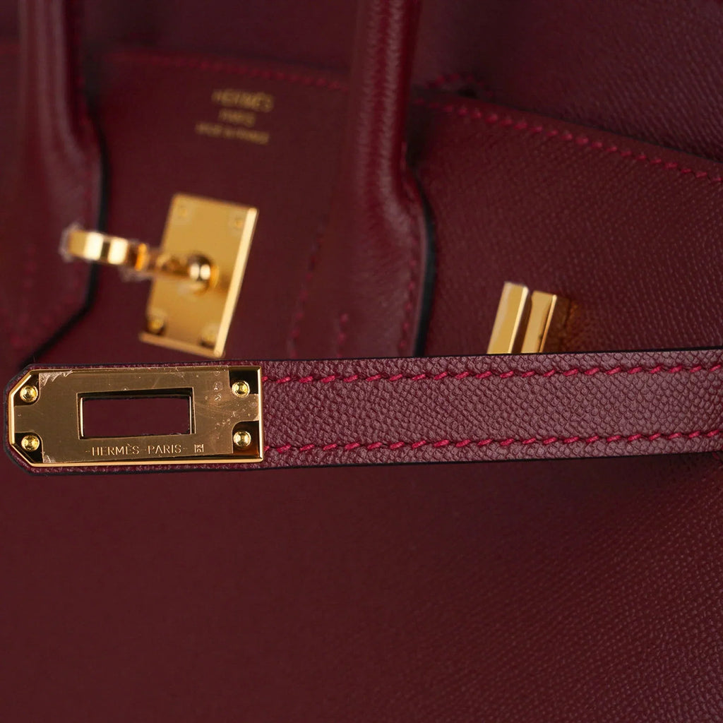 Birkin 25 Bag Sellier Rouge H Gold Hardware Veau Madame Leather
