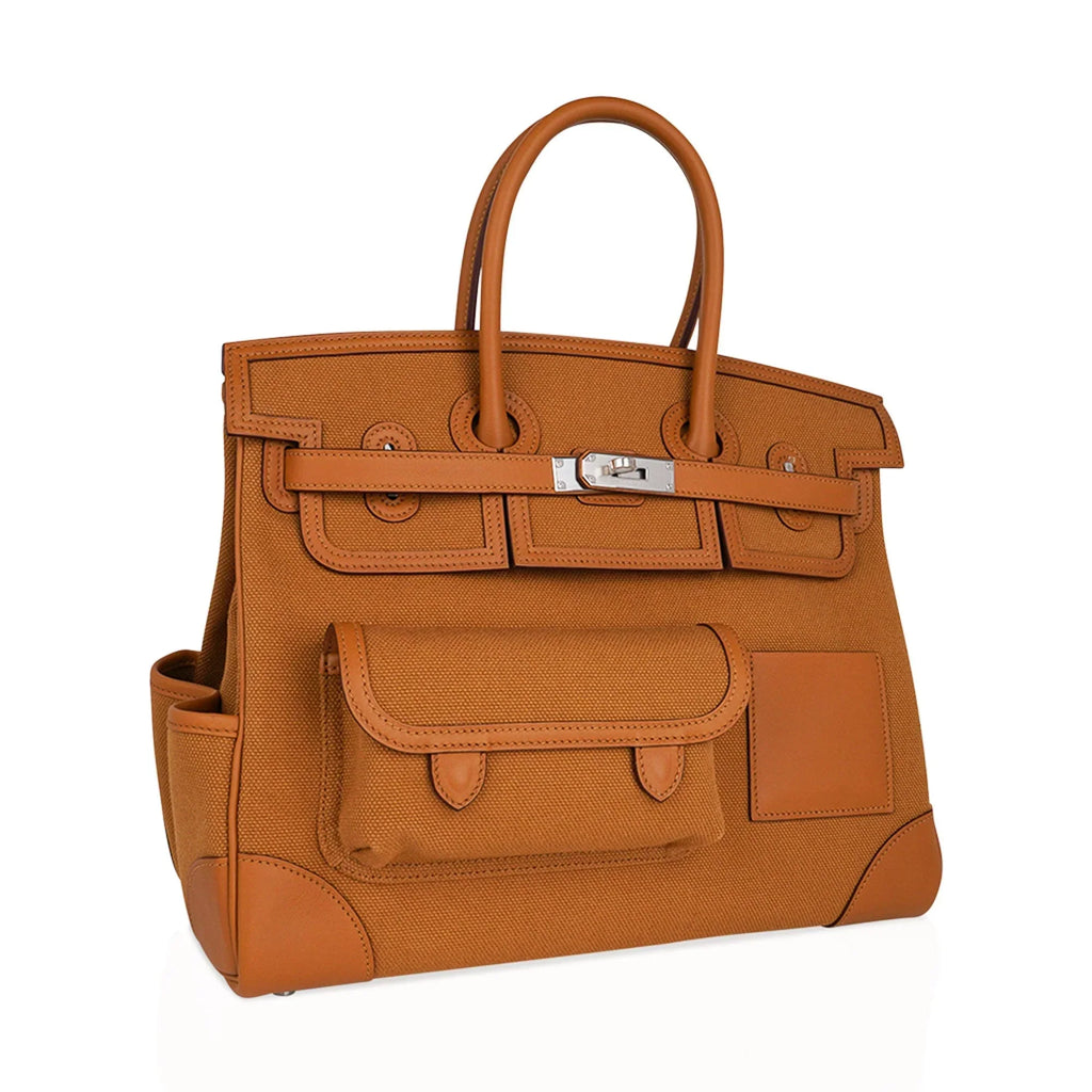 Limited Edition Birkin 35 Bag Cargo Sesame Toile Goeland Swift Leather with Palladium Hardware