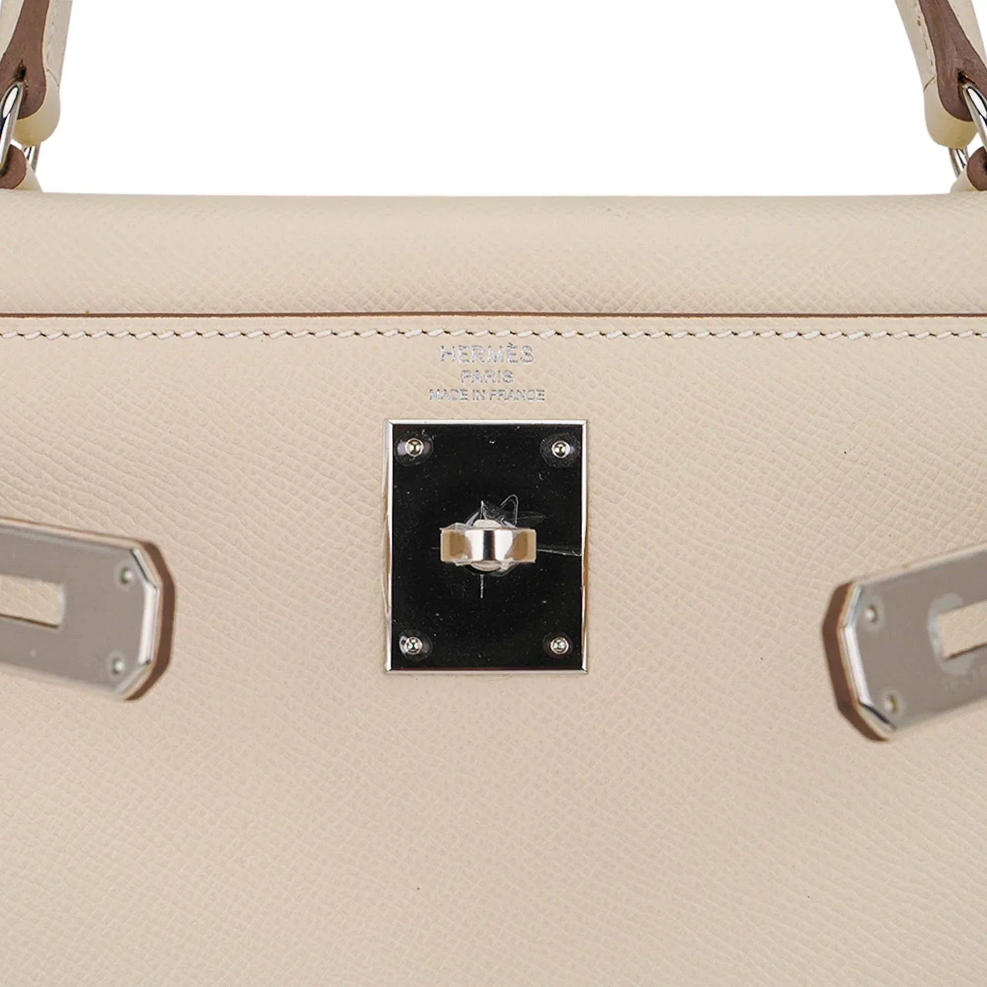 Kelly 28 Bag Sellier Craie Epsom Leather with Palladium Hardware