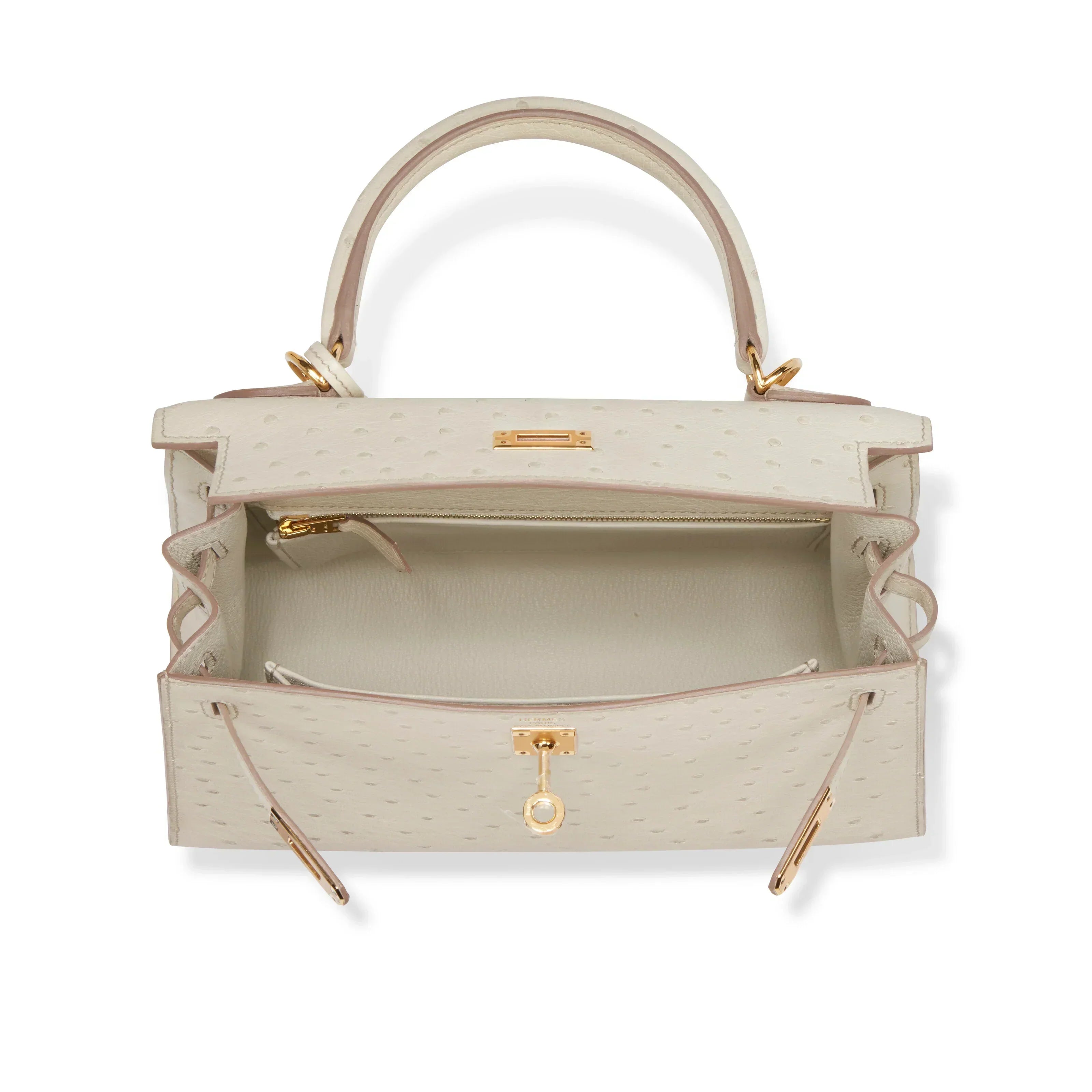 Kelly With Beton Ostrich Sellier Gold Harrdware