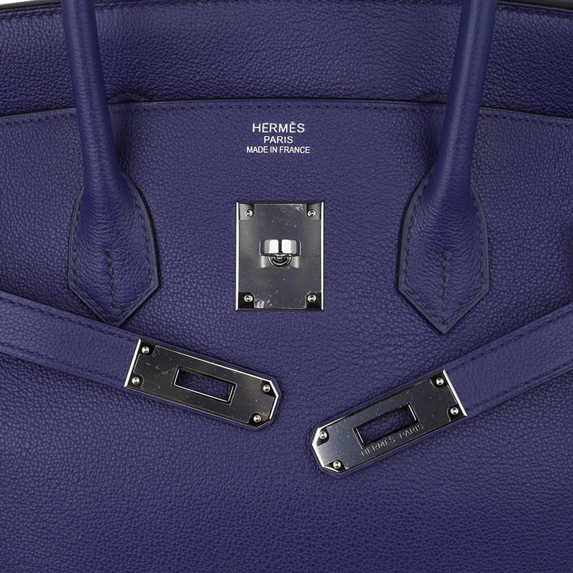 Limited Edition Birkin 35 Bag Blue Sapphire Taurillon Novillo Leather & Toile Sea Surf & Fun