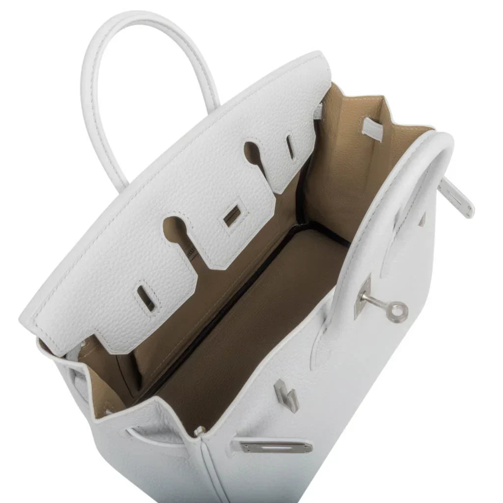 Birkin 25 Bag HSS White Clemence Trench Interior Brushed Palladium Hardware