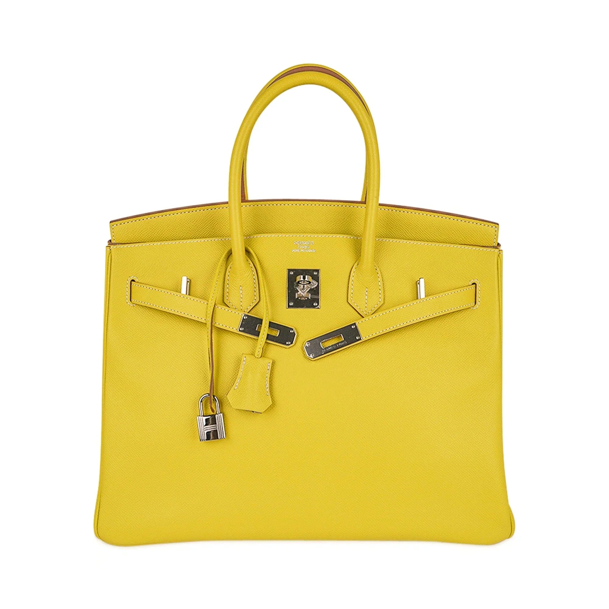 Birkin 35 Lime Candy Limited Edition Bag Epsom Palladium