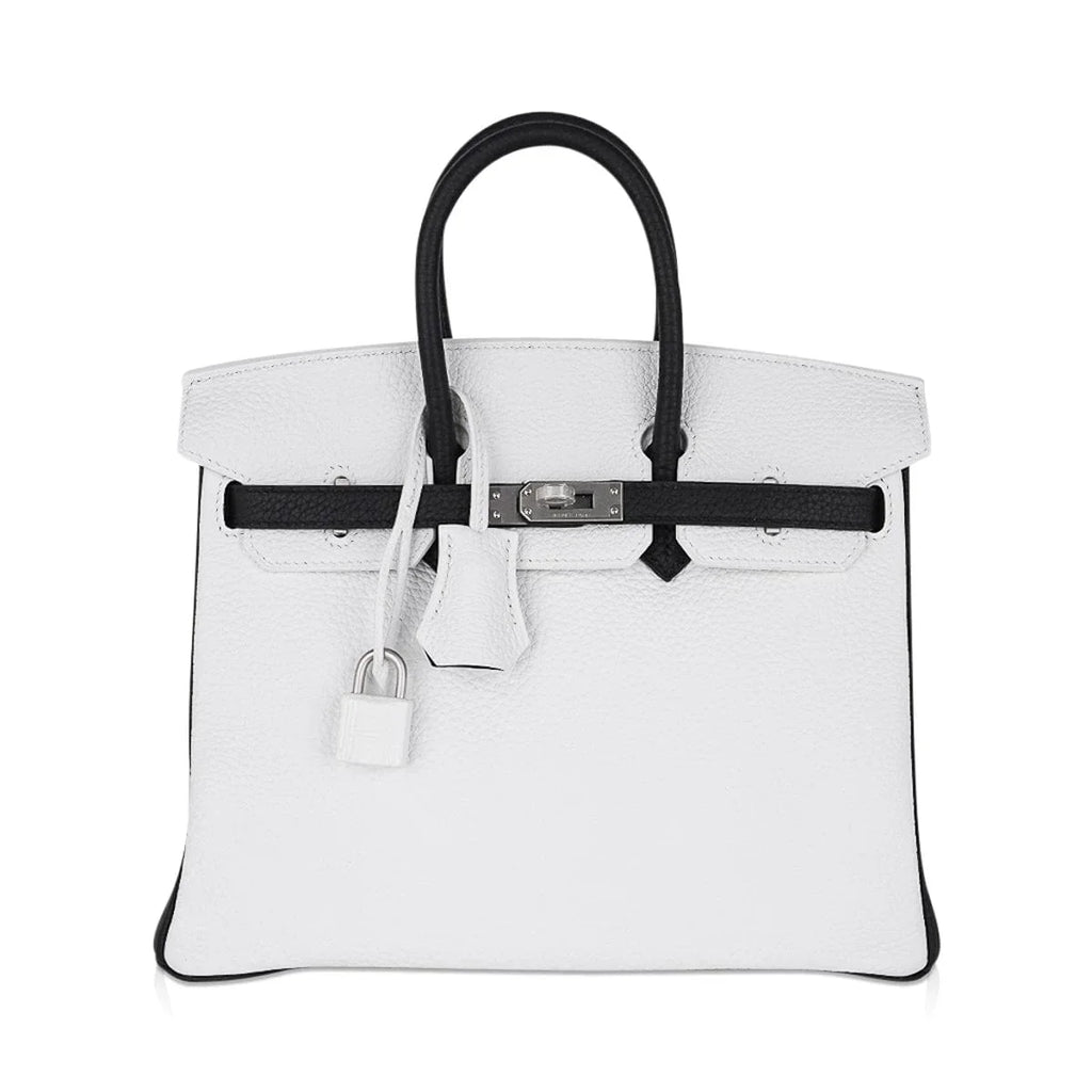 Birkin HSS 25 Bag White w/ Black Brushed Palladium Hardware