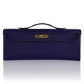 Kelly Cut Bag Blue Encre Swift with Gold Hardware