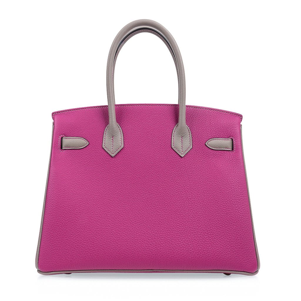 Special Order HSS Birkin 30 Bag Rose Pourpre & Gris Asphalte Togo Leather with Gold Hardware