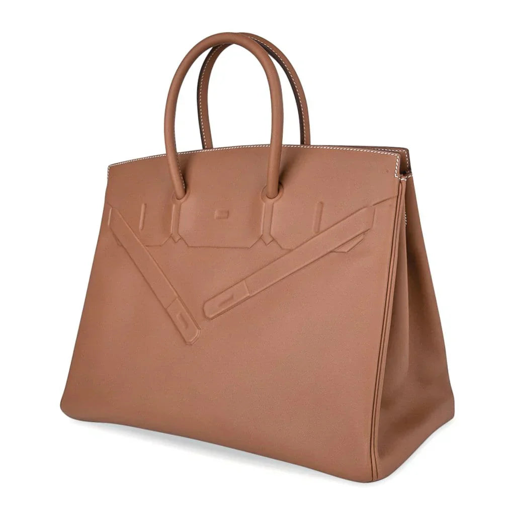 Shadow Birkin 35 Bag Limited Edition Gold Evercalf Leather New