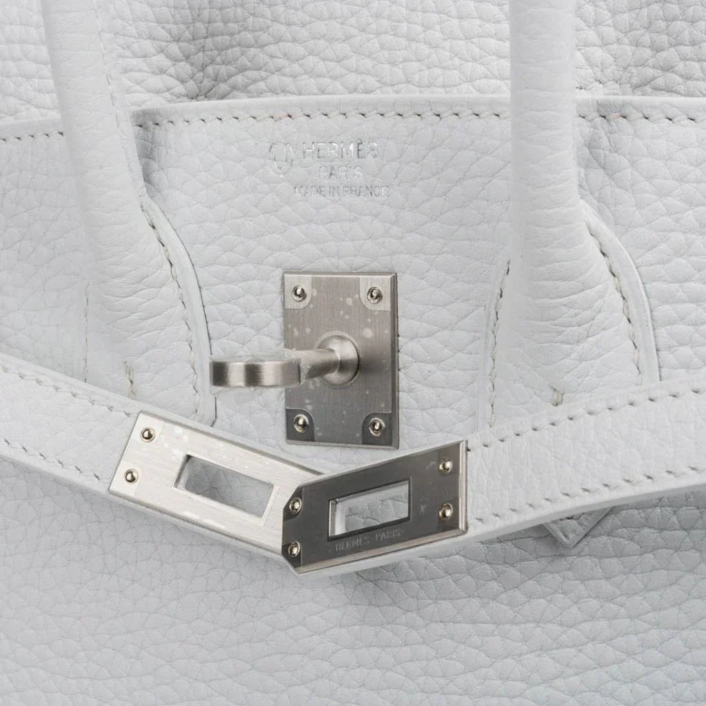 Birkin 25 Bag HSS White Clemence Trench Interior Brushed Palladium Hardware