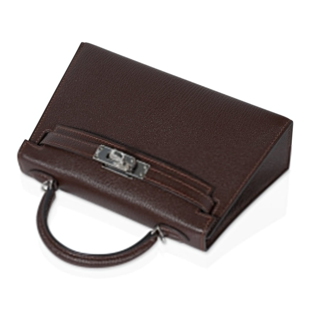 Kelly 20 Bi-Color Mini Sellier Bag Havane / Etrusque Chevre Palladium