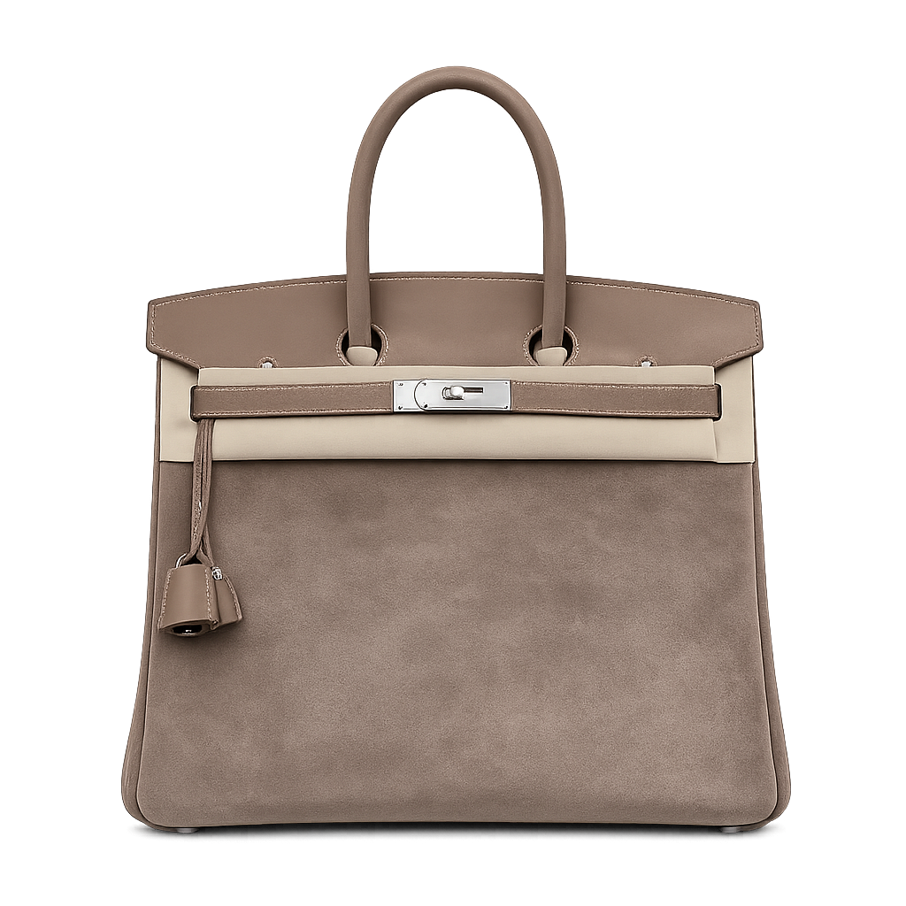 Birkin 30 Retourne in Etoupe Suede Grizzly with White Stitching (Palladium Hardware)