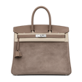Birkin 30 Retourne in Etoupe Suede Grizzly with White Stitching (Palladium Hardware)
