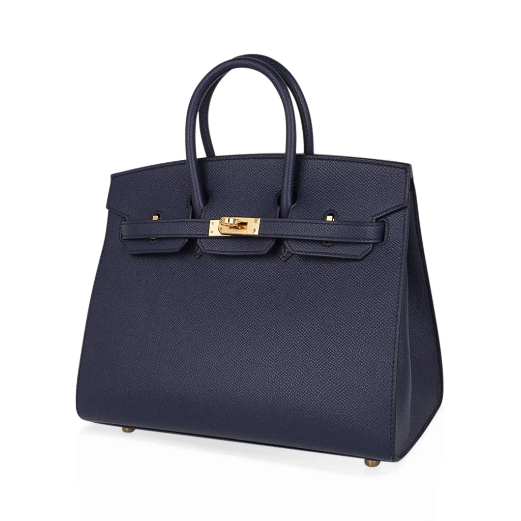 Birkin 25 Sellier Bag Bleu Indigo Gold Hardware Epsom Leather New w/Box