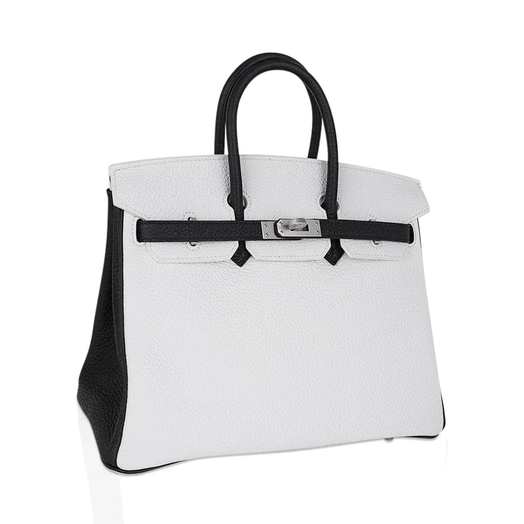 Birkin HSS 25 Bag White w/ Black Brushed Palladium Hardware