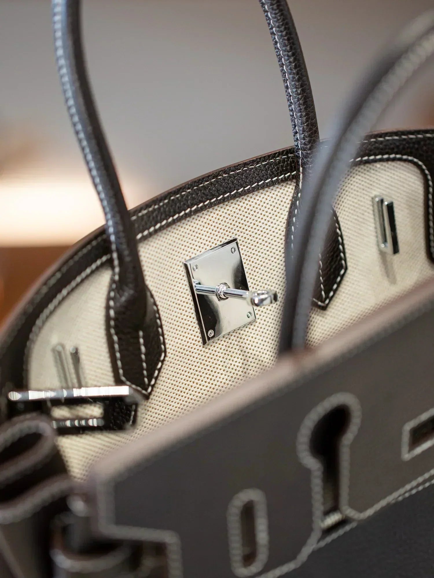 Birkin 35 A L'Envers Black-Ecru Toile H Canvas and Black Volupto Palladium Hardware